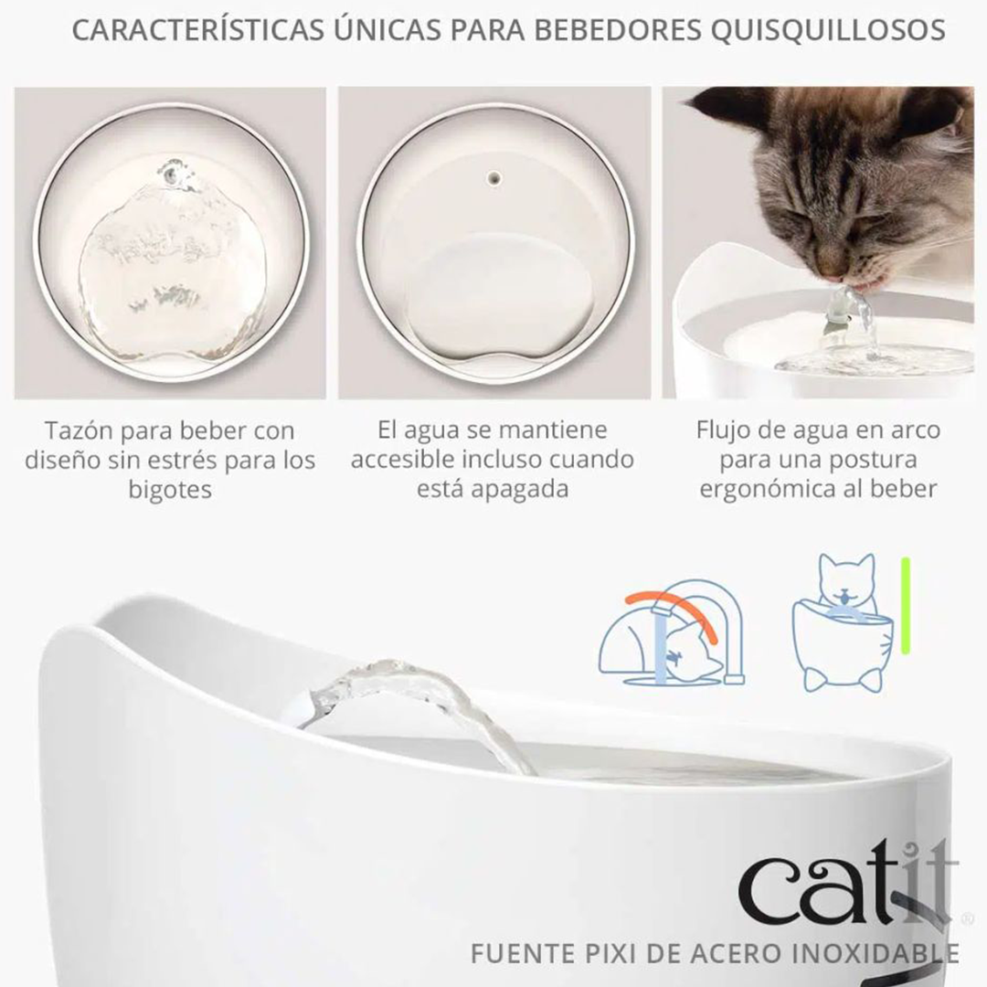 Catit Pixi Bebedero Acero Inoxidable 2,5L
