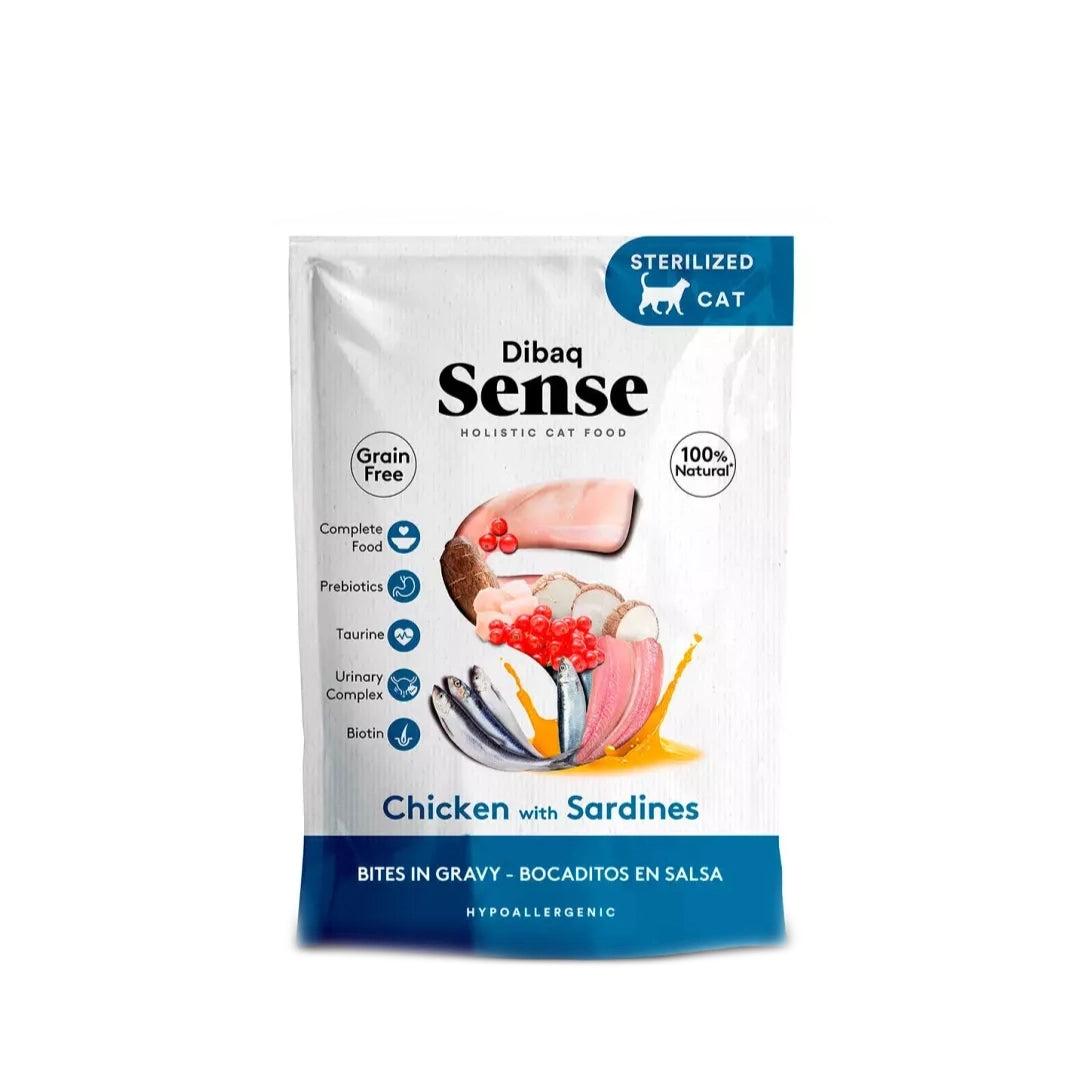 Dibaq Sense Esterilizados Bocaditos en Salsa Pollo con Sardinas 100g
