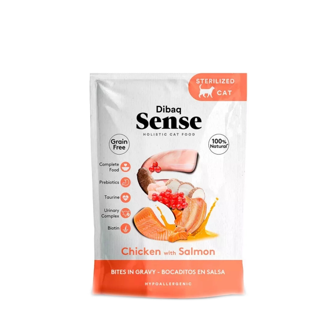 Dibaq Sense Esterilizados Bocaditos en Salsa Pollo y Salmón 100gr