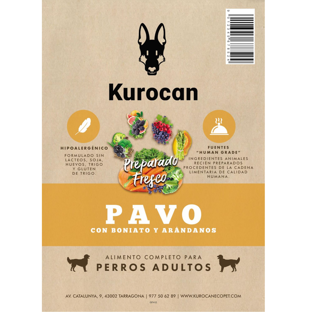 Kurocan Adulto Pavo con Boniato y Arándanos