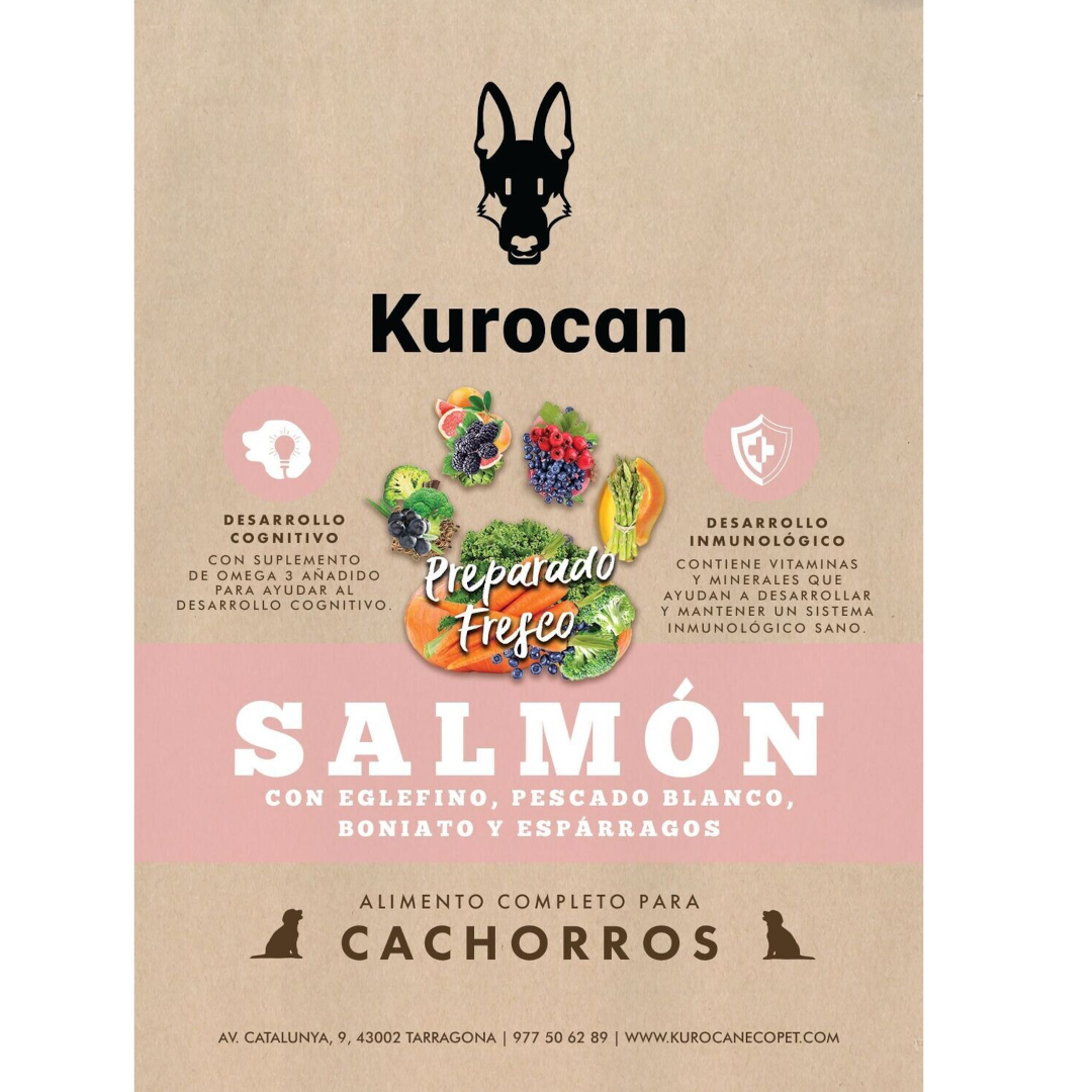 Kurocan Cachorro Salmón con Eglefino Pescado Blanco Boniato y Espárragos