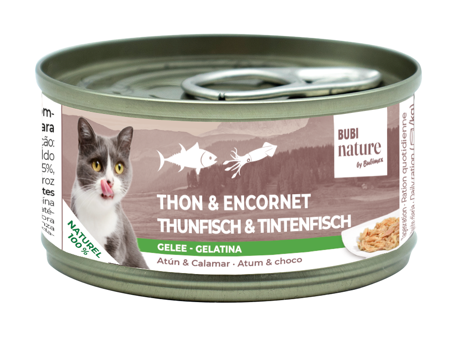 Bubi Nature Cat Filetes de Atún y Calamar en Gelatina 70gr