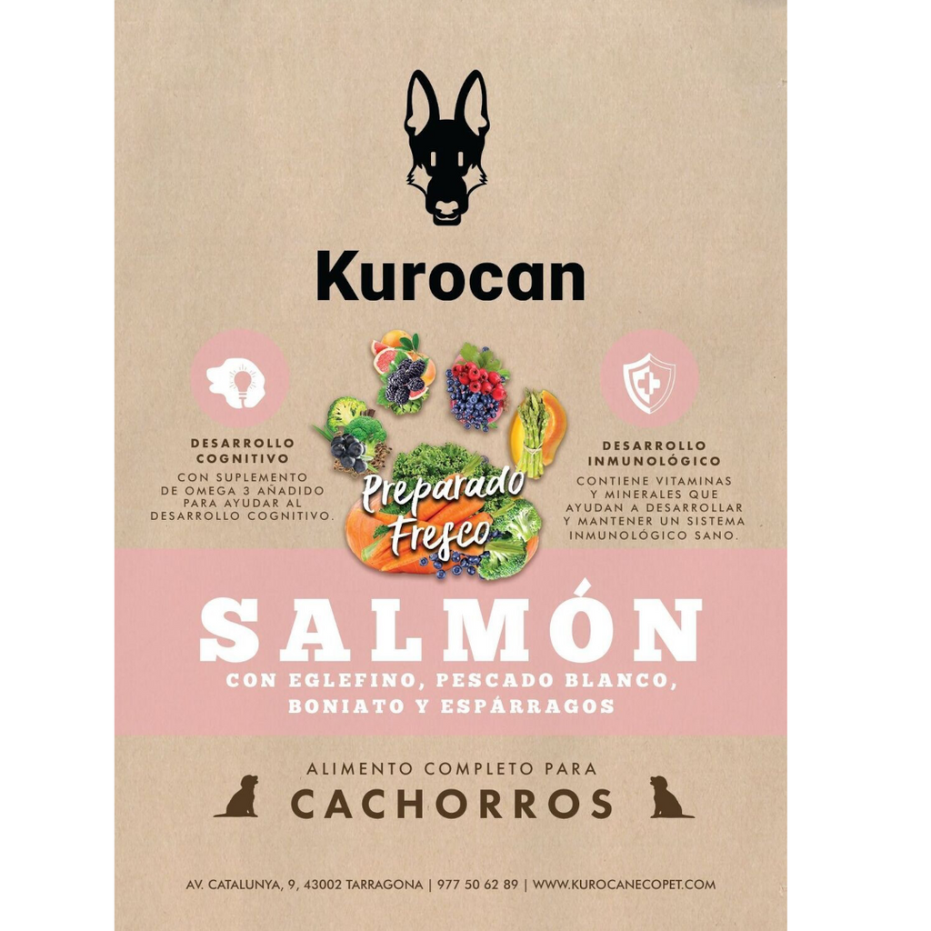 Kurocan Cachorro Salmón con Eglefino Pescado Blanco Boniato y Espárragos